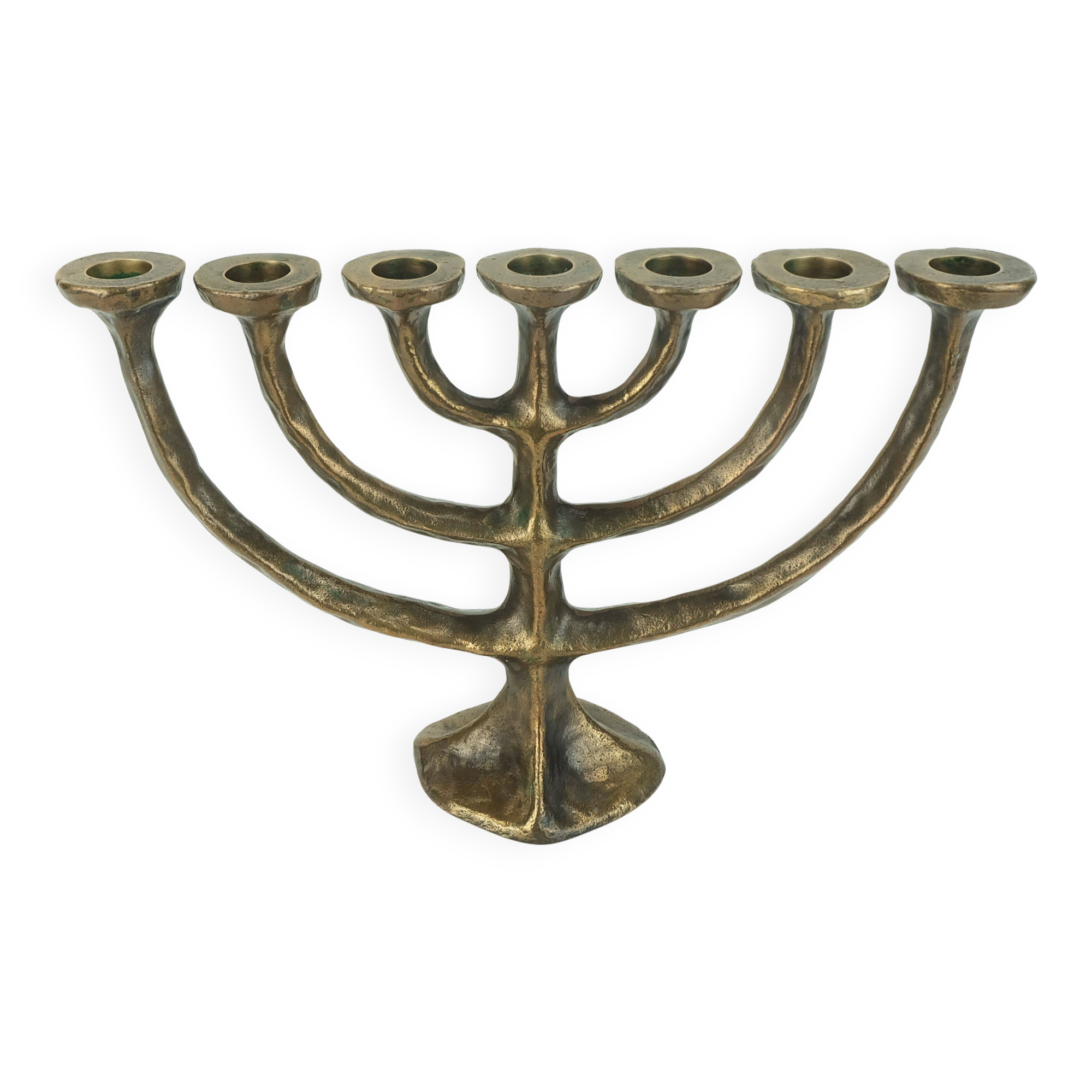 7-armed cand1960s 70s mid century brutalist bronze CANDELABRA