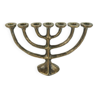 Chandelier brutaliste en bronze à 7 bras, années 1960-1970, milieu du siècle