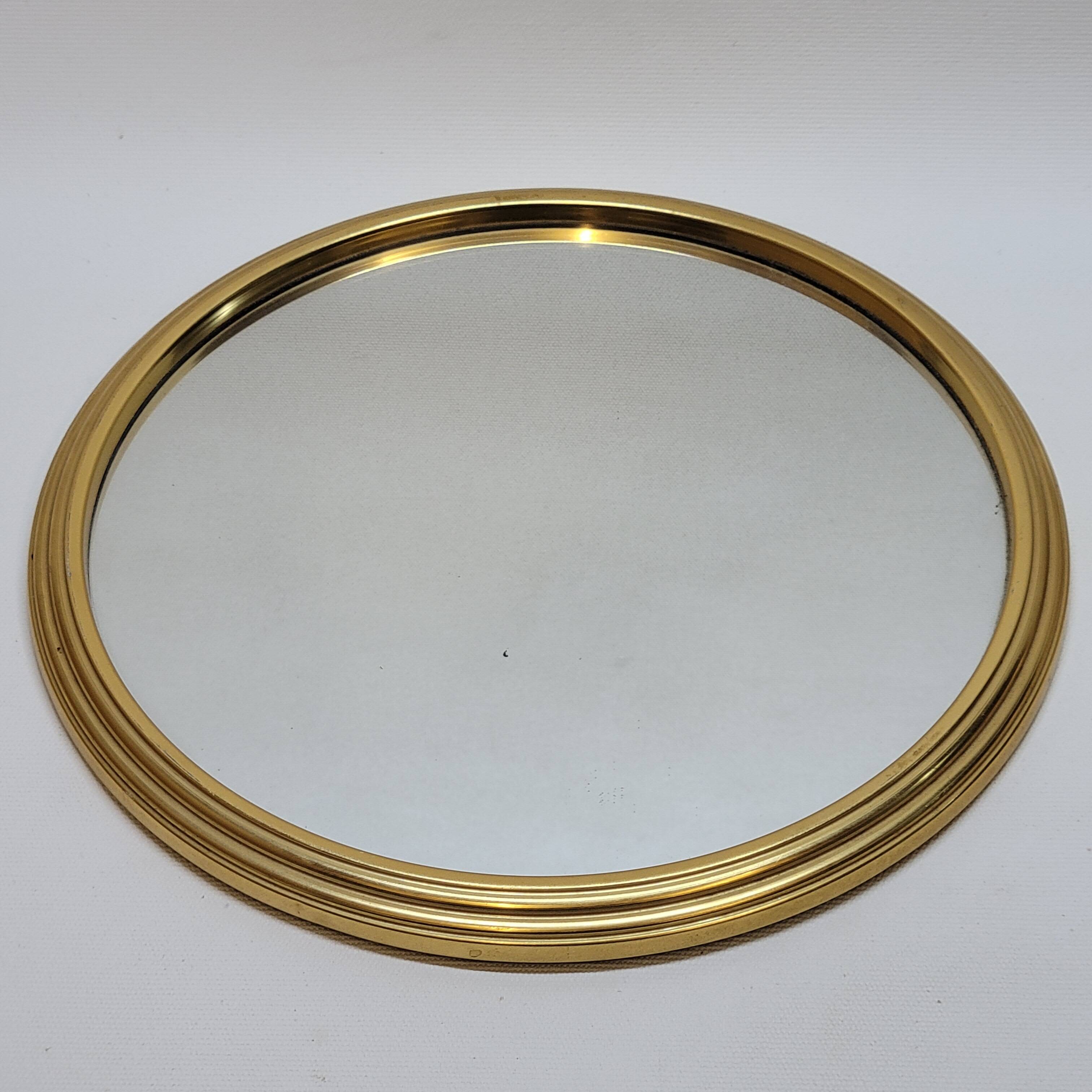 2 Vintage Mirrored and Gold Aluminum Serving Trays