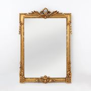 Baroque Gilted Carved Wooden Wall Mirror, Belgium 1950s