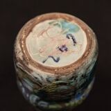 Vallauris glazed stoneware vase with abstract shapes