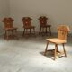 Set of 4 Vintage Tyrolean Dining Room Chairs in Pine, 1970s.