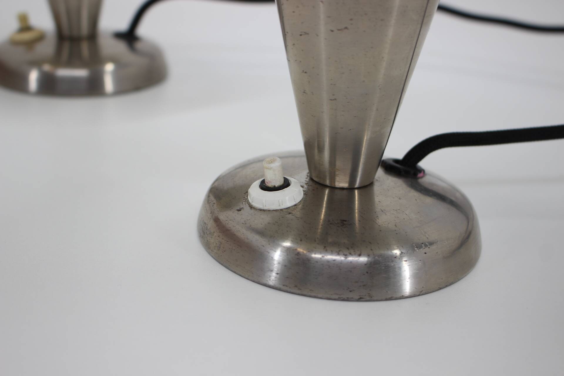 1930s Pair of  Chrome Plated Bauhaus Lamps, Czechoslovakia