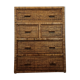 High wood and rattan chest of drawers