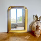 Ancien miroir Louis Philippe, perlé, 84 × 62 cm