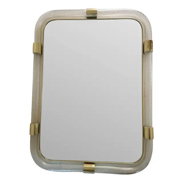 Scenographic Italian Torciglione-Torchon Murano Glass Wall Mirror by Simoen