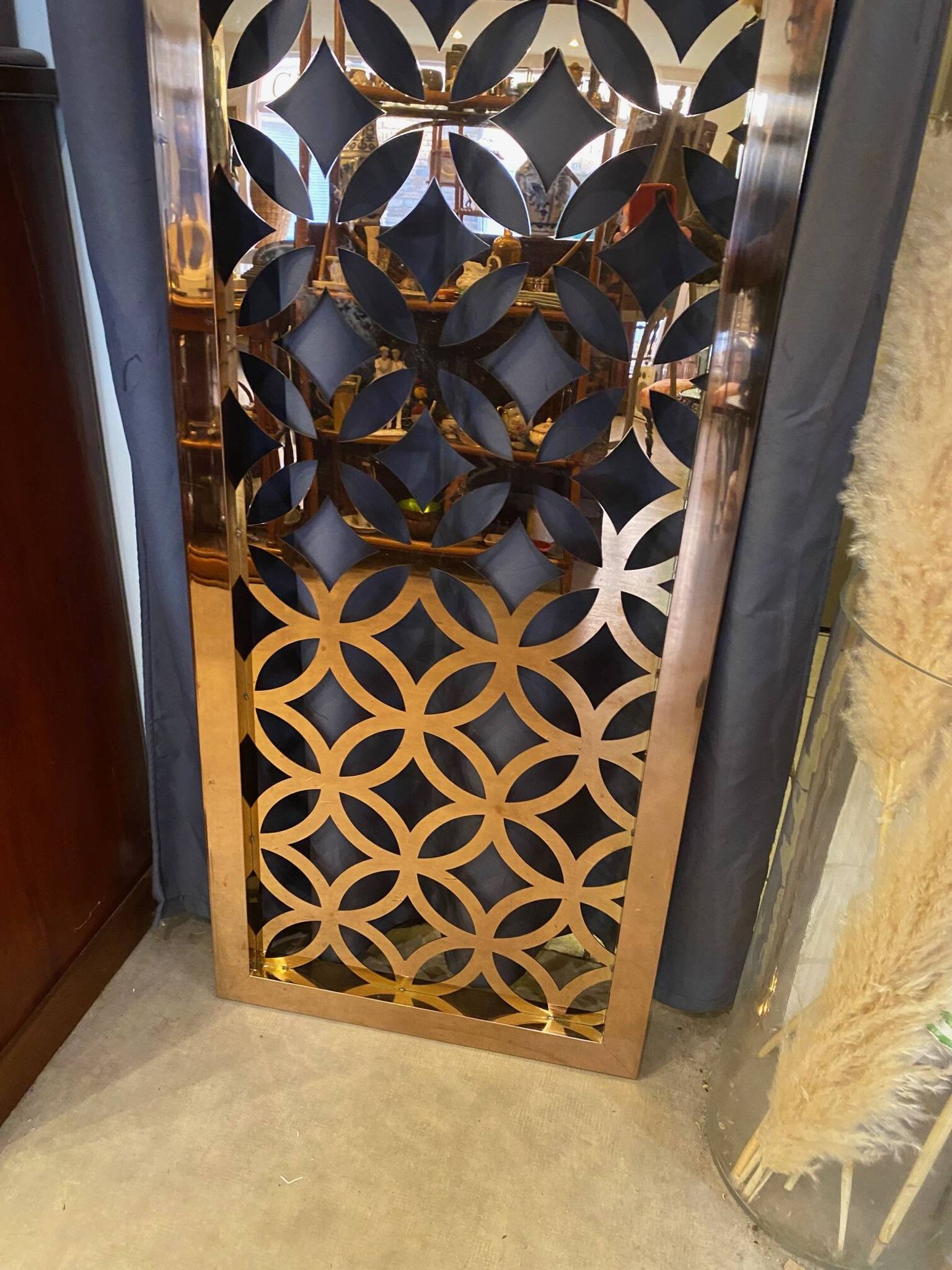 Vintage copper screen panel, sculpted, 1970s/80s, metallic color