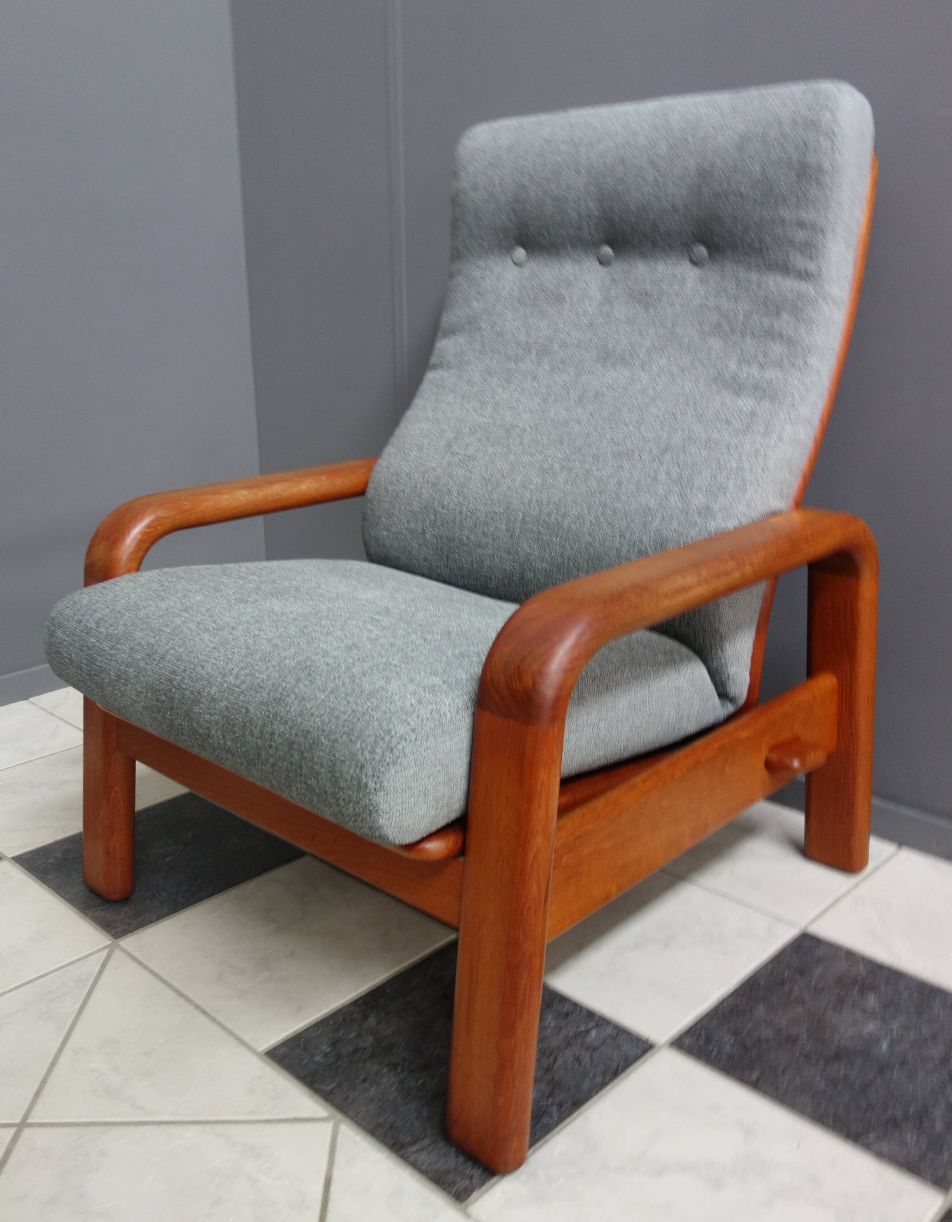 Teak and Grey highback chair by Dyrlund 1970s