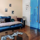 Vintage blue screen – 1970s style – created for Pierre Cardin