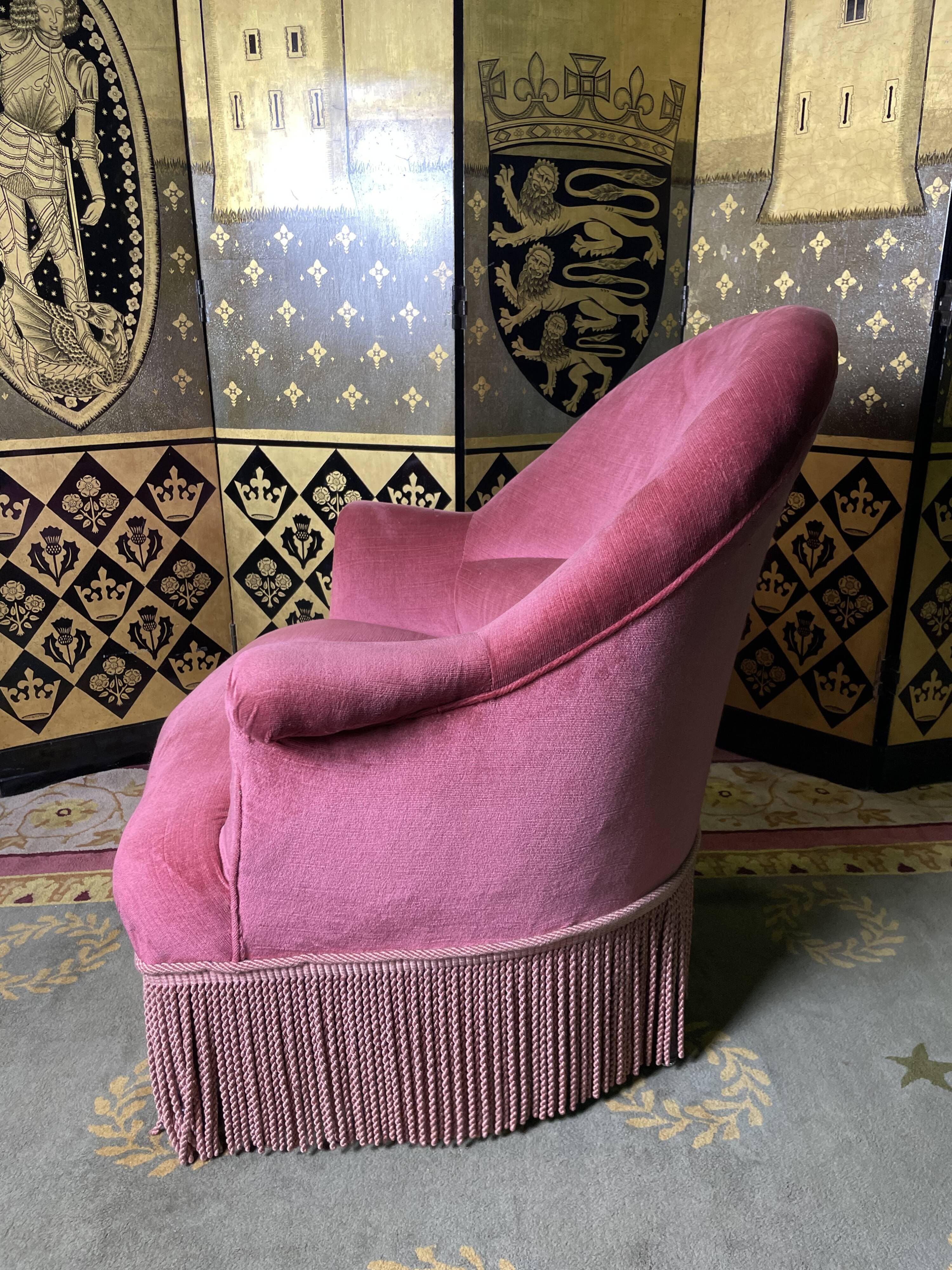 Toad armchair Napoleon III pink velvet