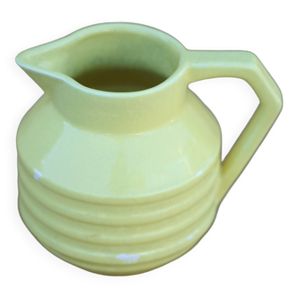 Pitcher Onnaing France 71, yellow pitcher, art deco ceramic pitcher