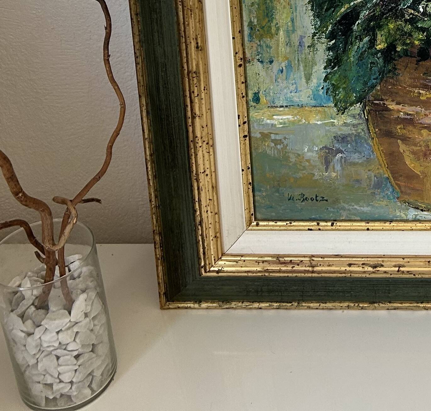 Oil on canvas "Sunflowers" – Madeleine Bootz – 55 × 44 cm – Framed
