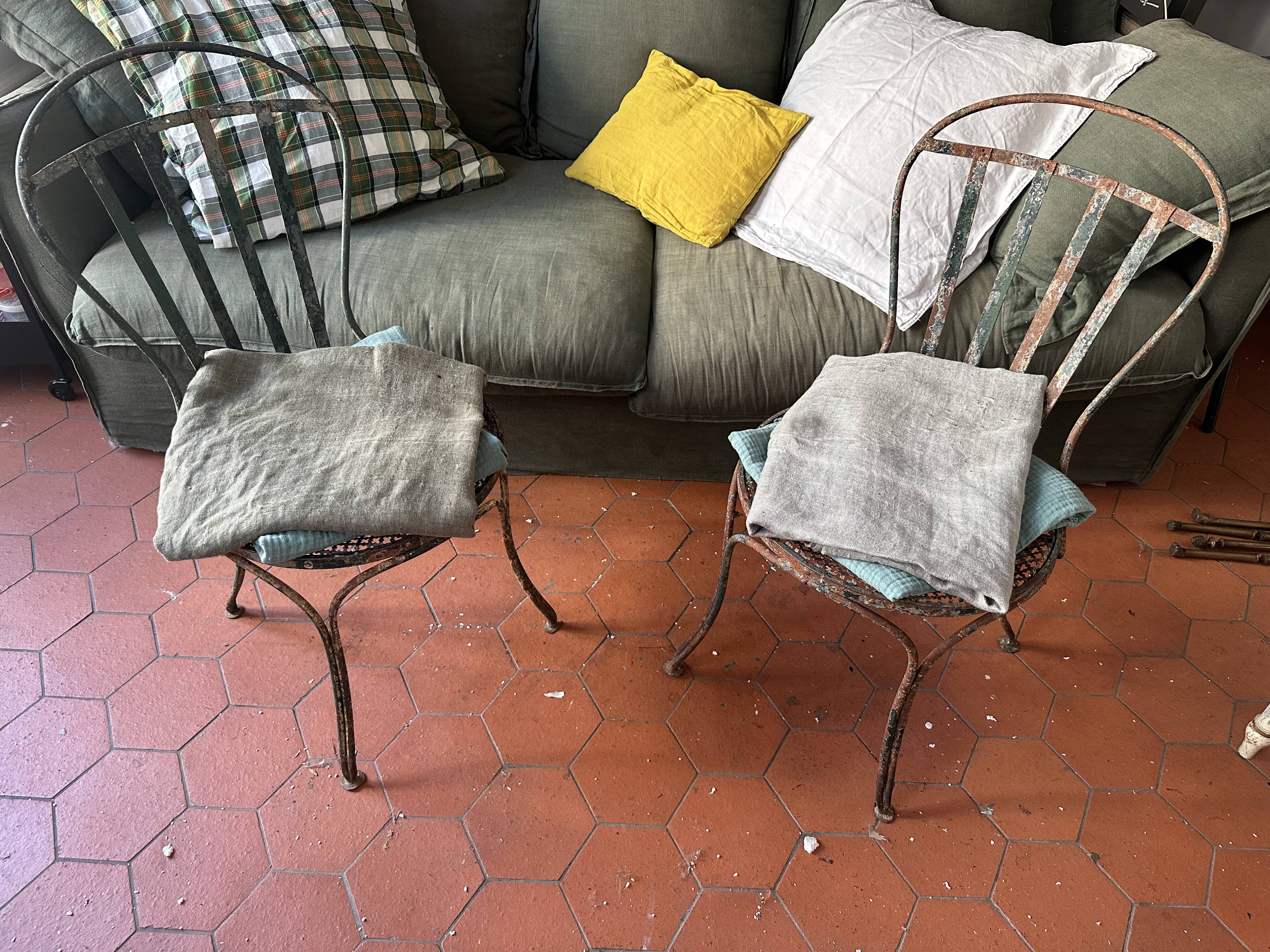 Chaise de jardin en fer peint XIXe