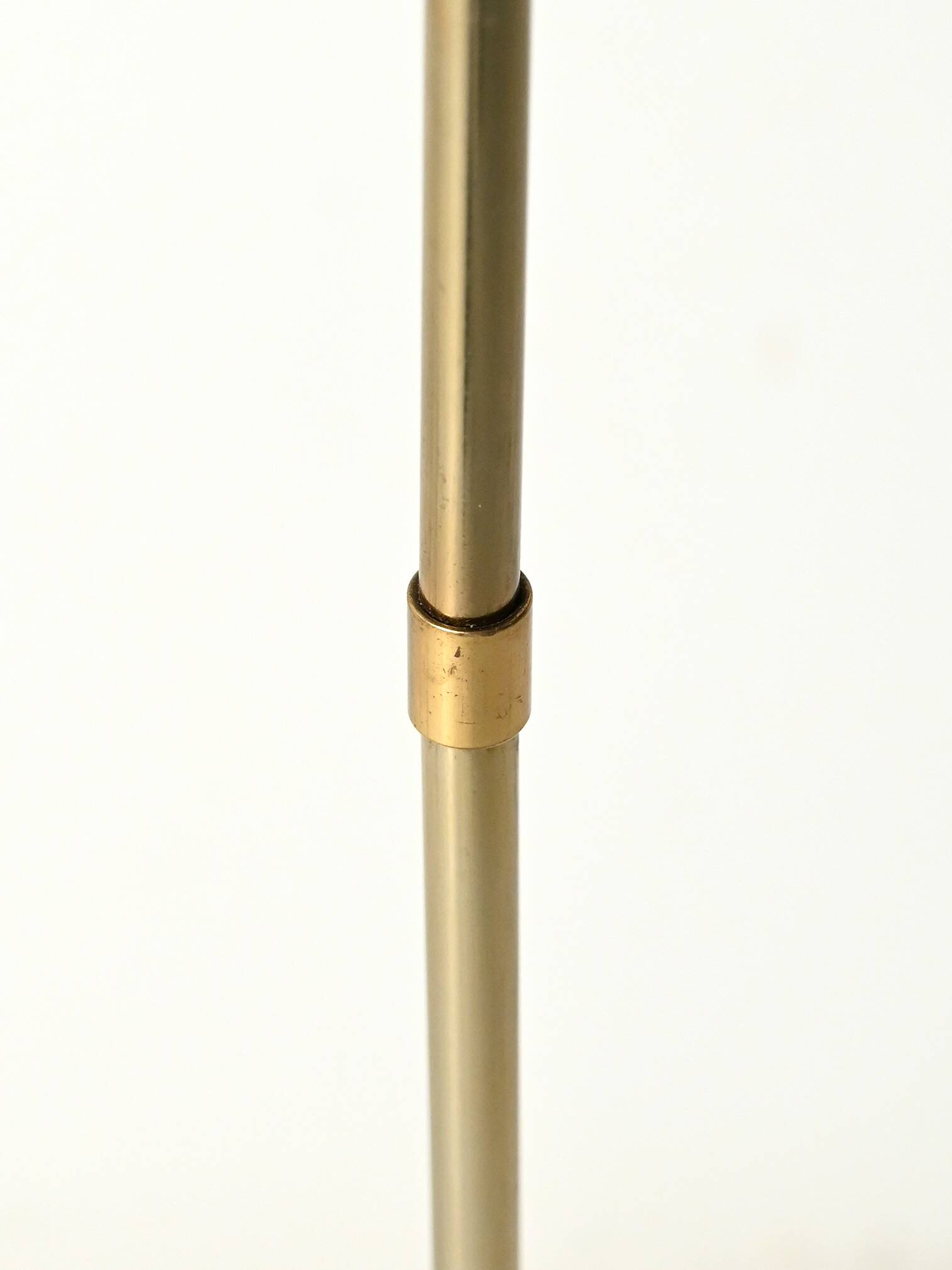 Brass floor lamp with green leather