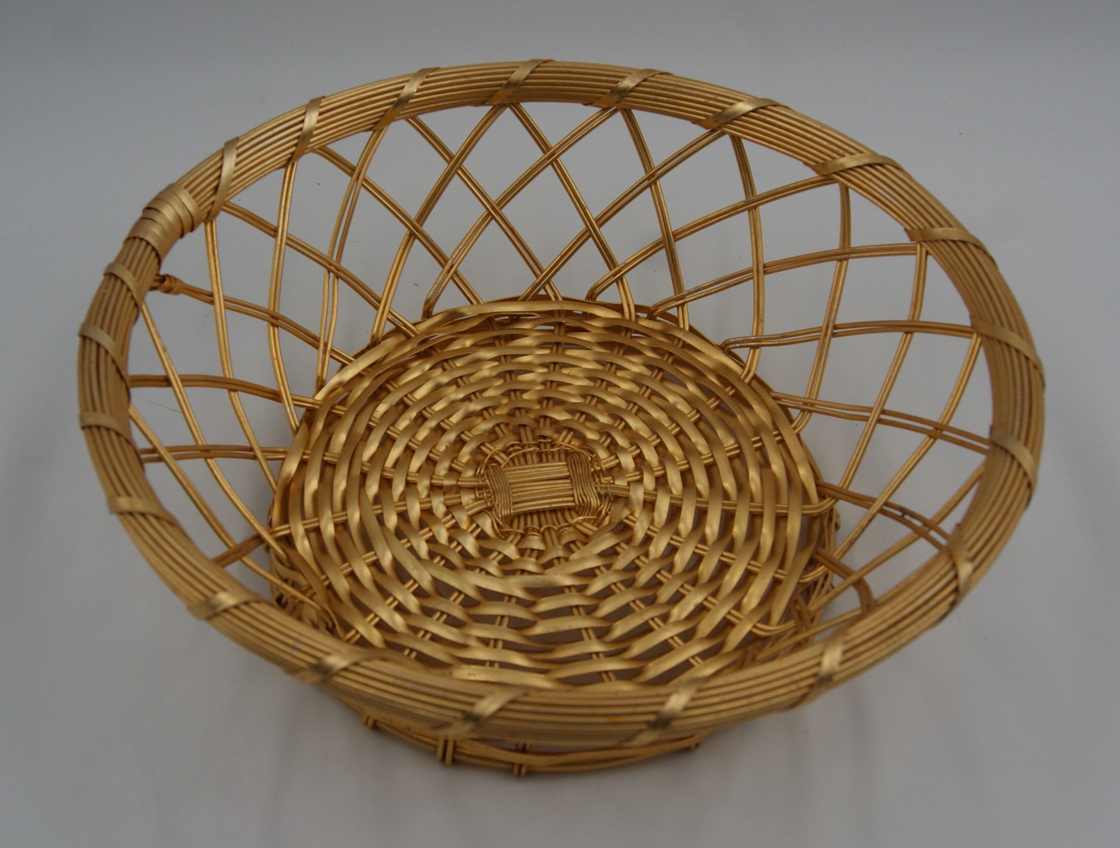Vintage braided metal wire basket