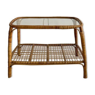 Bamboo coffee table and glass