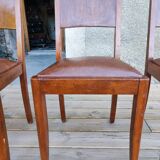 Set of 6 STELLA chairs, Art Deco, leather seat