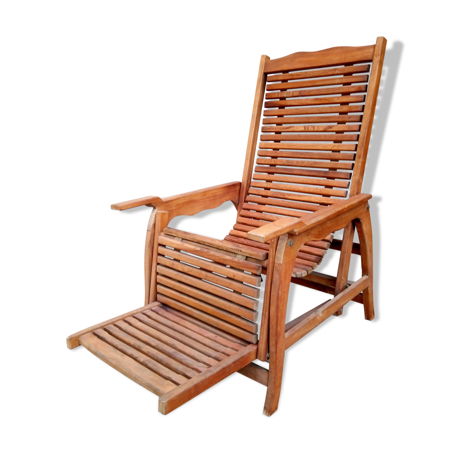 Teak stretchy long chair.