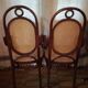 Pair of curved wooden armchairs and caning Thonet N ° 17 or long John 1920