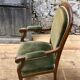 Antique Voltaire armchair in wood and green velvet Louis Philippe