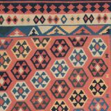 Vintage Kilim Runner Rug in Red, Blue & Terracotta Flatweave 323x218cm