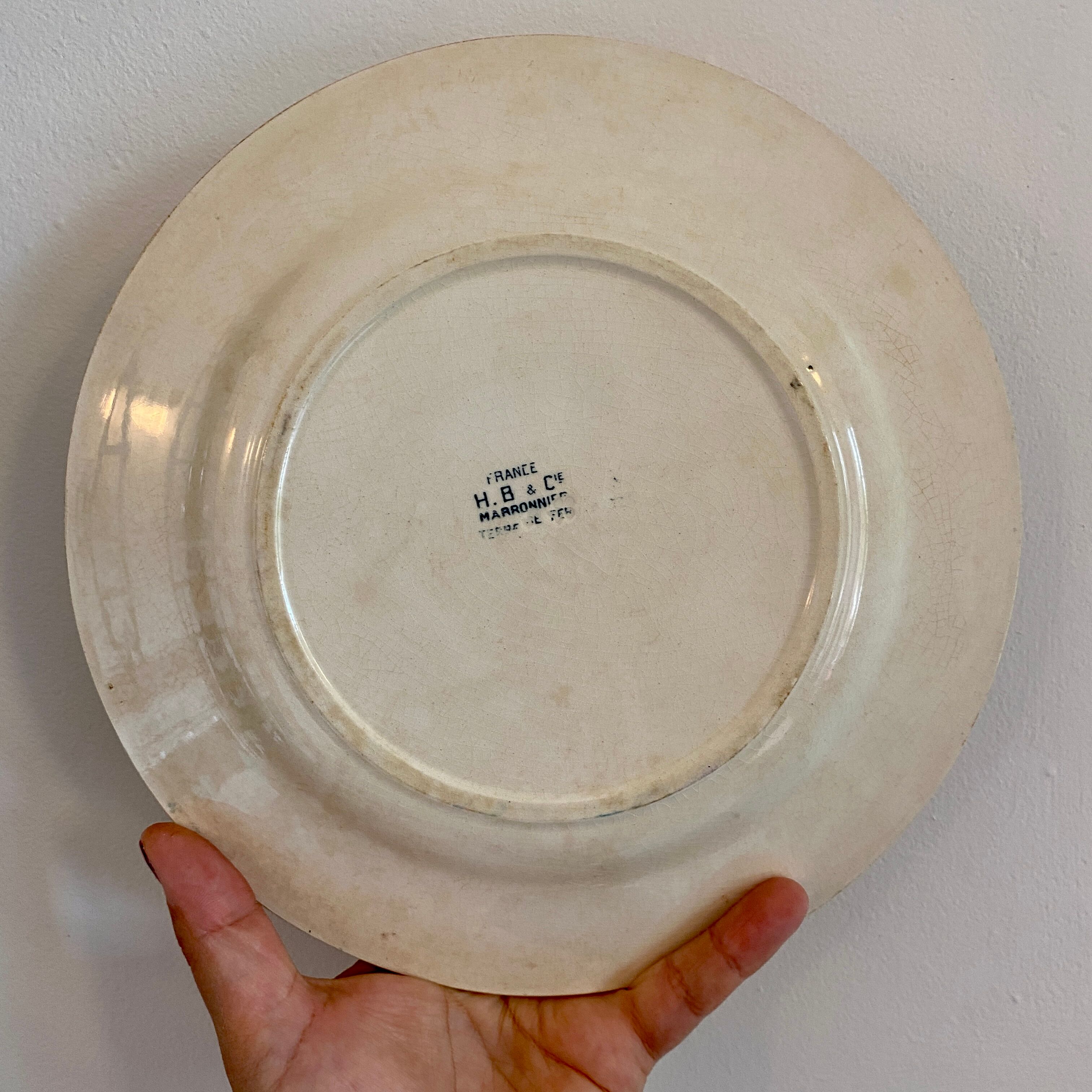 Set of 6 mismatched old iron earth flat plates