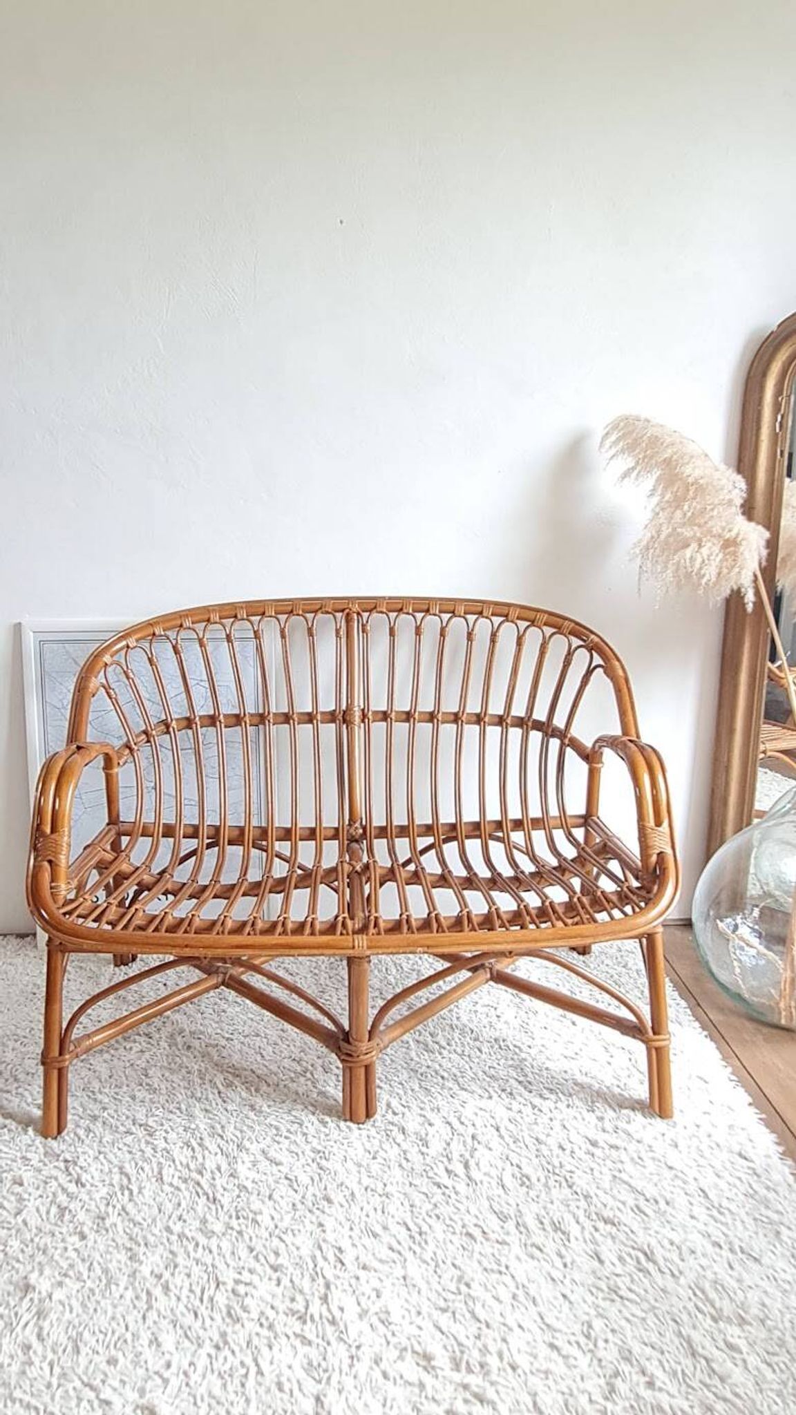 Paire de fauteuils en rotin vintage circa années 70