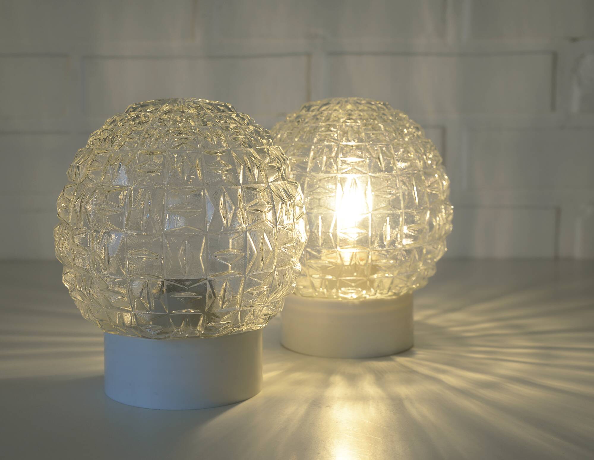 Pair of wall lamps / set of ceiling lights / mid-century flush mount lighting / vintage sconce lamps