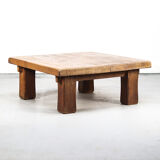 Large Rustic Vintage Brutalist Coffee Table in Oak