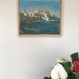 Oil on canvas by Pierre LEMOINE, 1920-2008. The Citadel of Calvi.