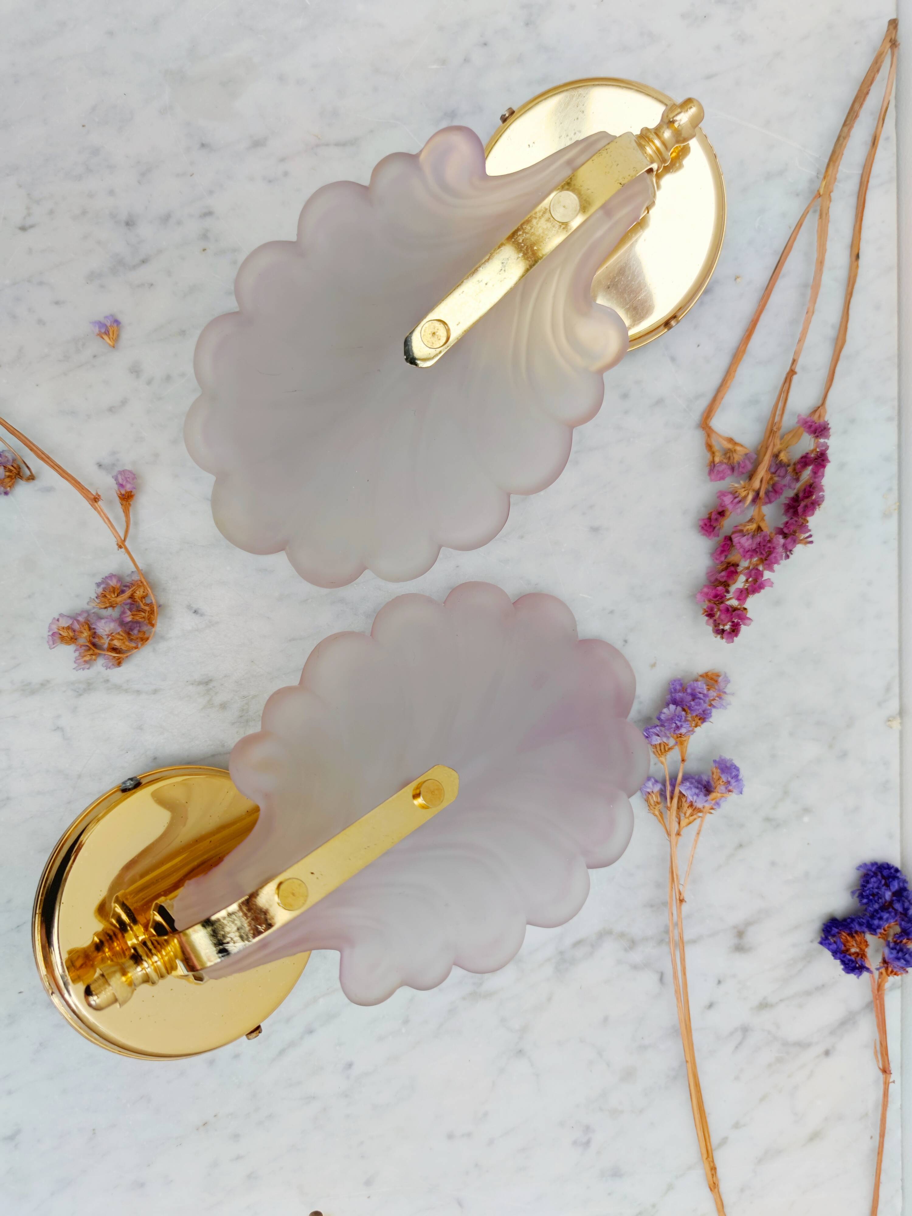 Pair of pink petal sconces