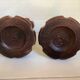 Pair of candlesticks picnic candle in twisted turned wood