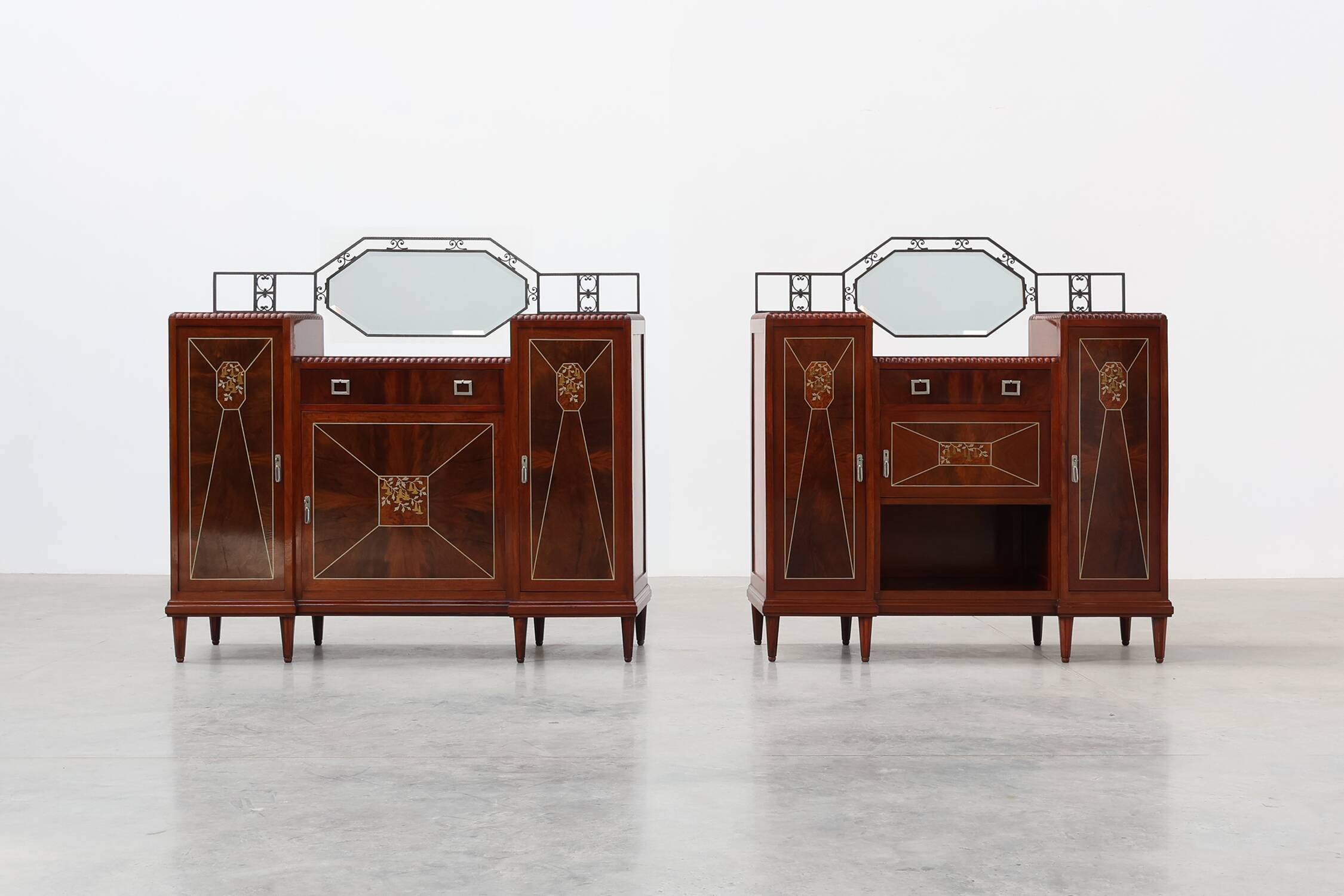Cabinet en marqueterie Art Déco par De Coene, Belgique, vers 1925