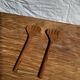Salad server or large oval split teak spoon. L18 D8.5