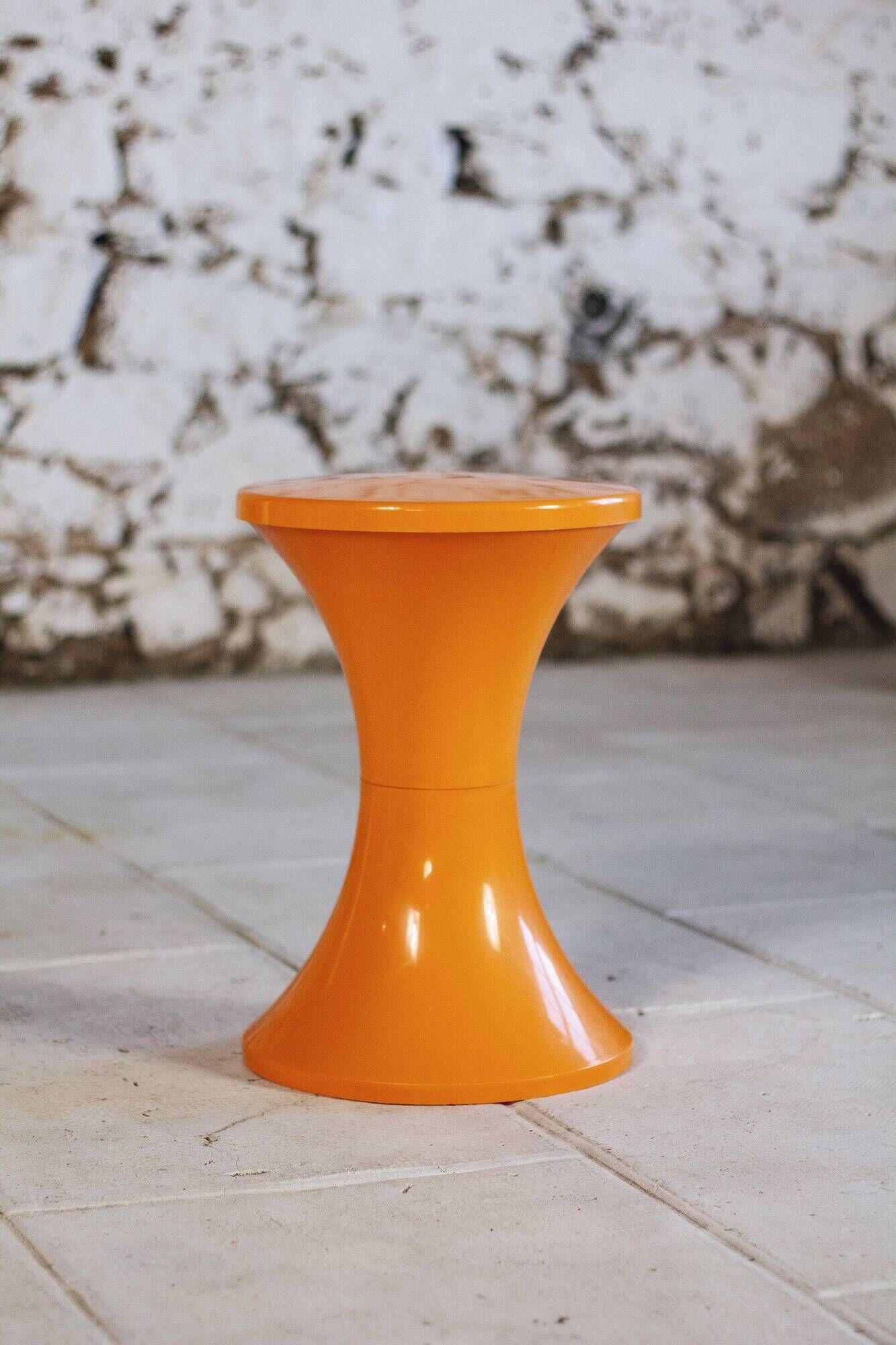 Set of 3 Tam Tam stools in orange by Henri Massonnet for Stamp, 1970.