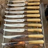 12 table knives. Horn handle