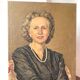 Oil portrait on canvas of an elegant vintage woman 50s