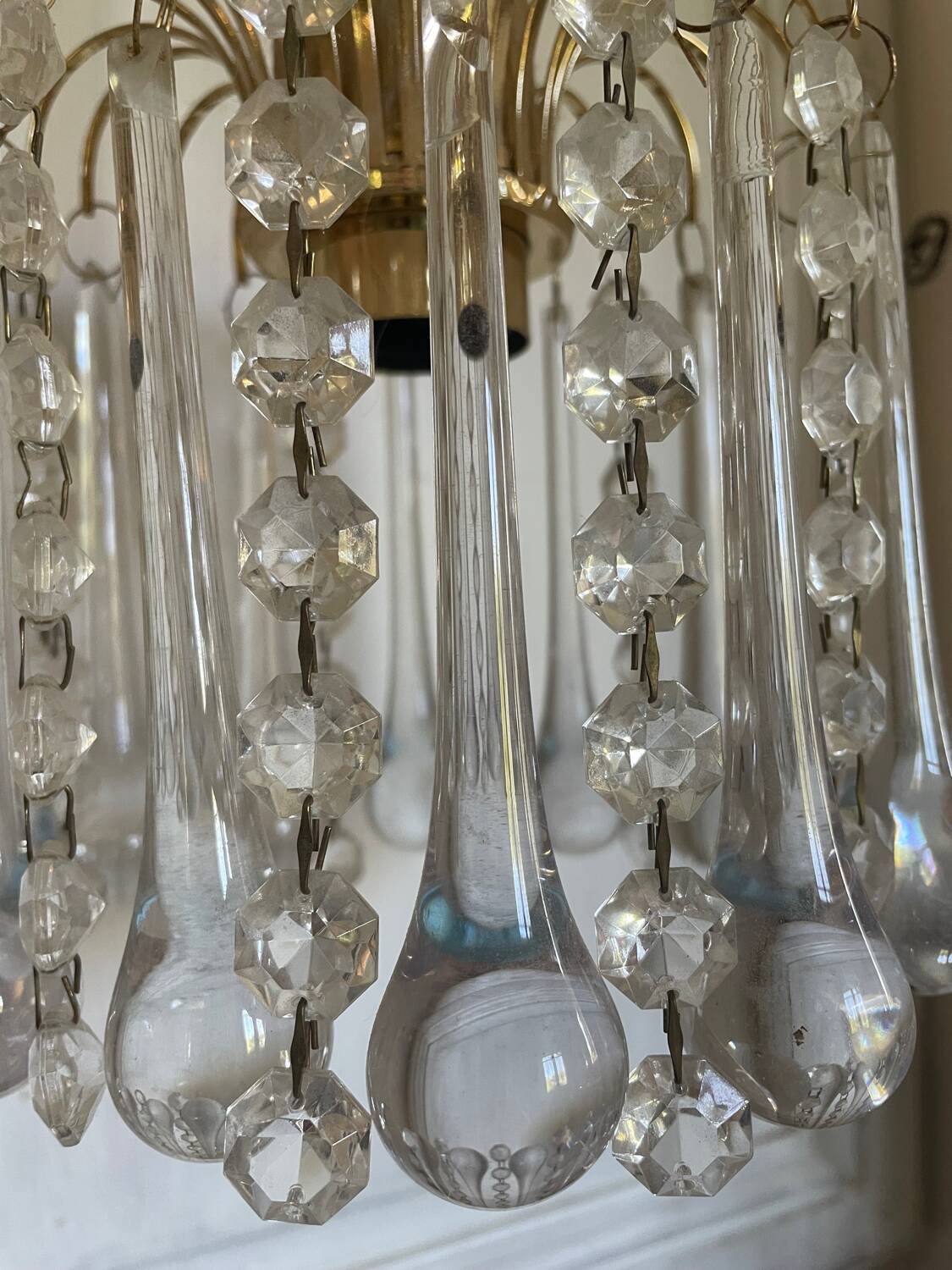 Murano glass and gold metal pendant light