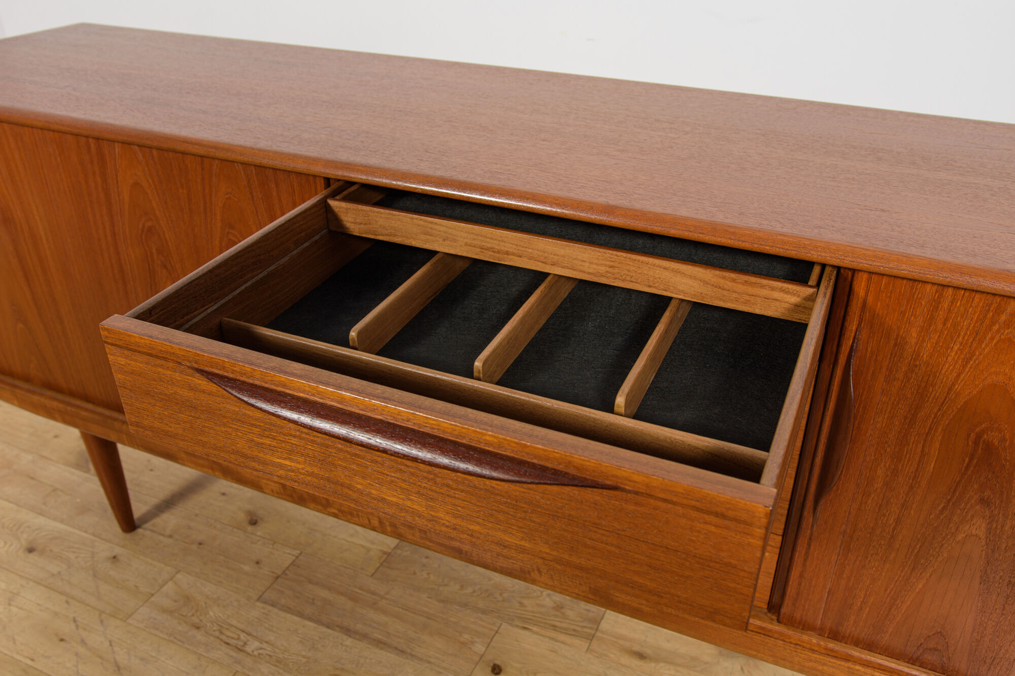Mid-Century Large Teak Tambour Door Sideboard, Denmark, 1960s