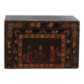 Antique chest painted in pine wood – China, around 1900