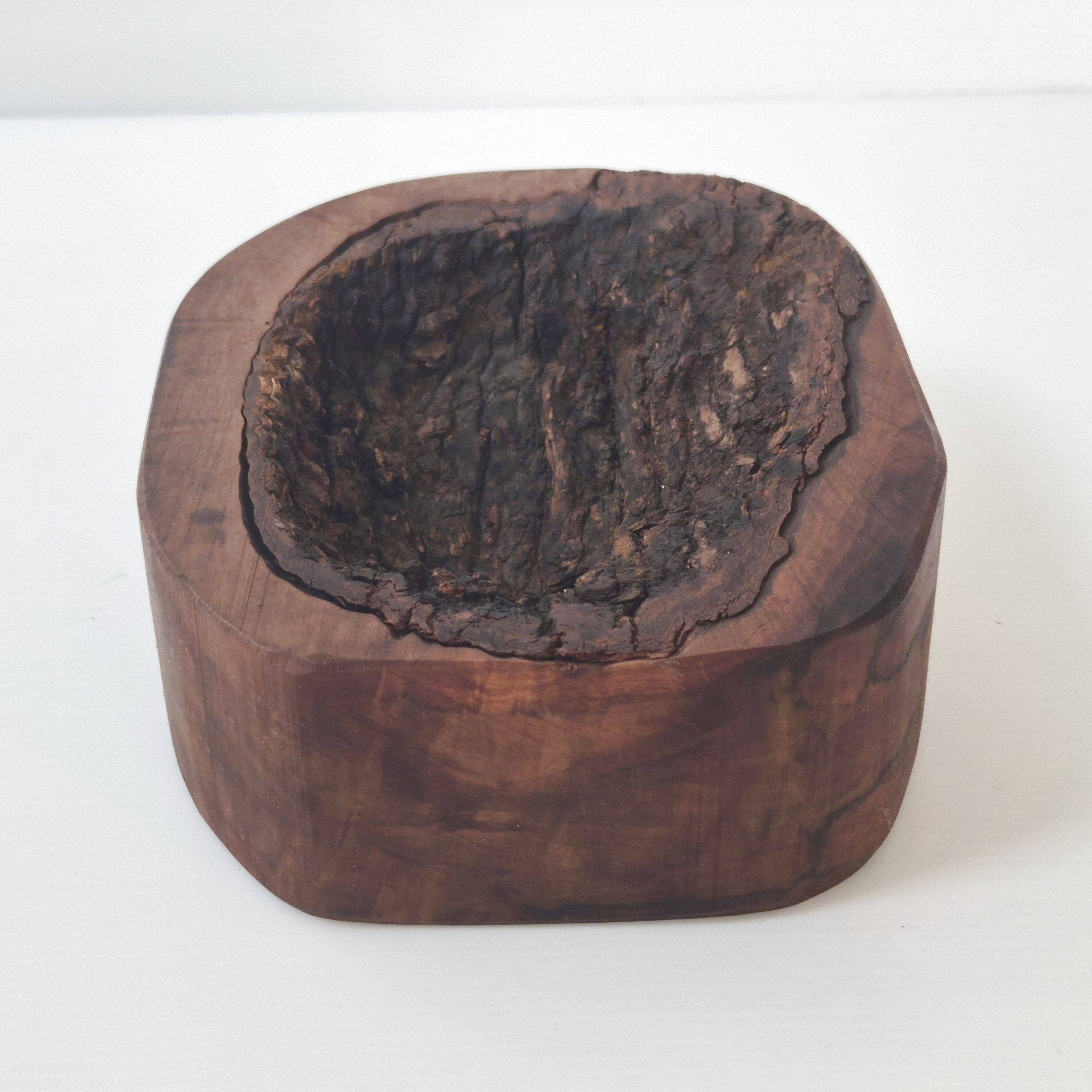 Brutalist wood and bark tray 1970