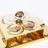 Polished brass and crystal glass wall lamp by Palwa, Germany 1960s