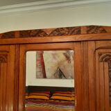 3-door Art Deco Parisian wardrobe and bevelled mirror