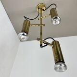 Unique 3-spot brass ceiling light koch and lowy style omi lighting germany, 1970