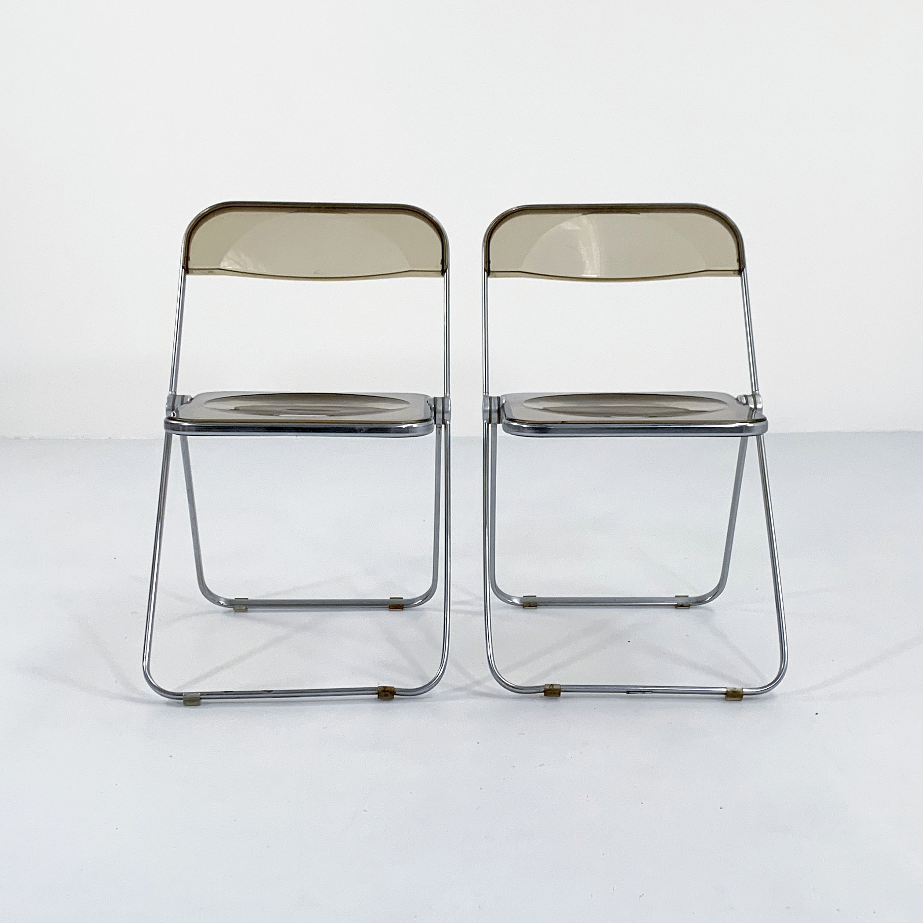 Set of 2 Plia chairs smoked by Giancarlo Piretti for Castelli, 1960