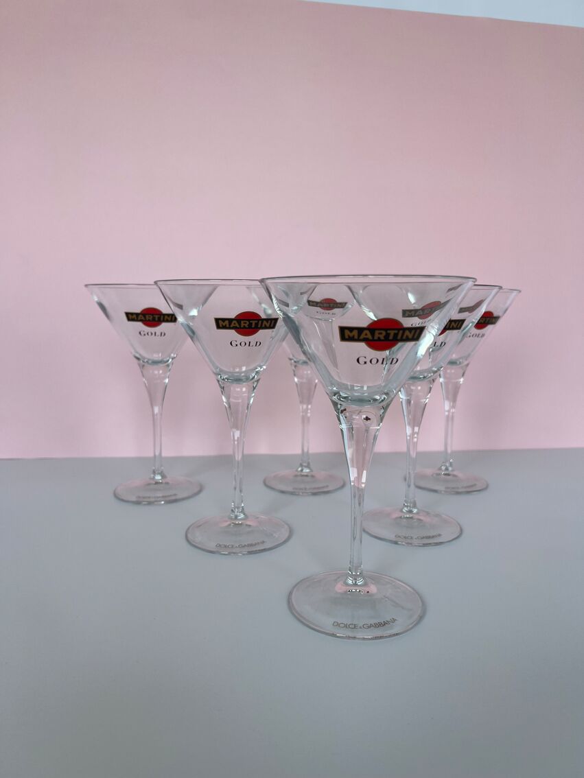 Set 6 glasses cocktail stand Martini gold limited edition Dolce & Gabbana |  Selency