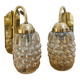 Pair of wall lights in brass and moulded bubble glass, style Helena Tynell.
