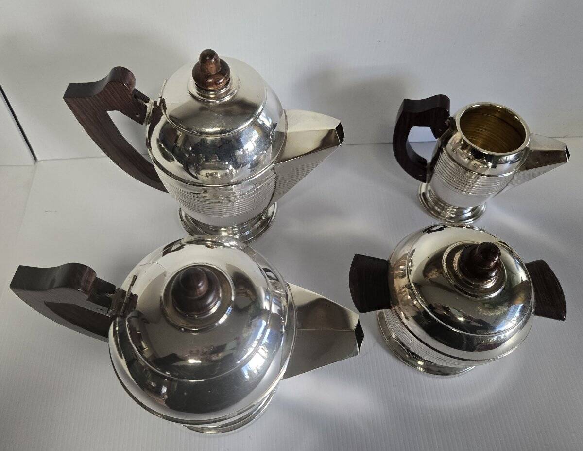 Art Deco tea or coffee service in silver-plated metal