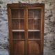 Vitrine française vintage en hêtre, bibliothèque à porte vitrée, meuble Art déco, vers 1930–1950