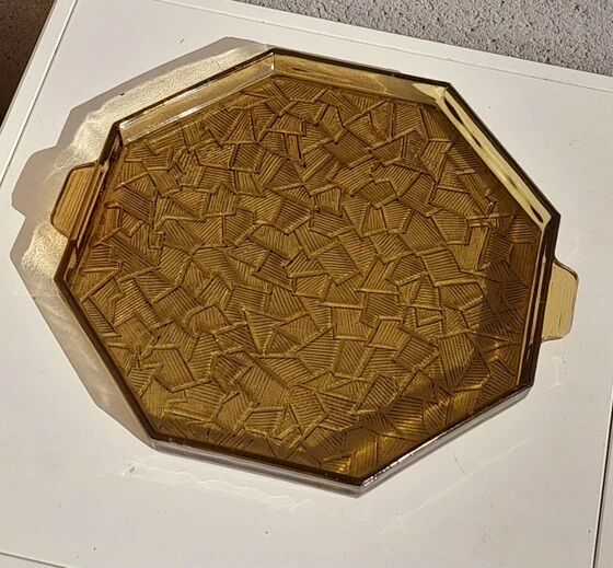 Plateau en verre fumé art déco